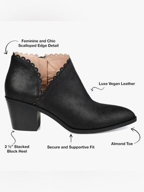 🖤 Chic Black Scalloped Ankle Booties | Coquette Western Feminine Style Size 7